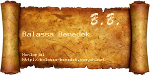 Balassa Benedek névjegykártya